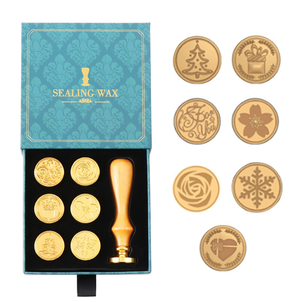 7 Pcs New Cards Invitations Decoration Sealing wax kit Wooden Handle Wax  seal kit Wax seal stamp kit